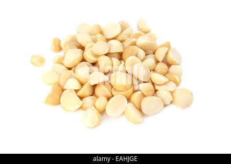 Macadamia nuts, isolated on a white background Stock Photo