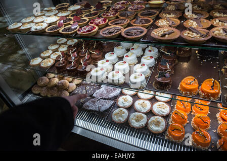 Warsaw, Poland. 15th November, 2014. different kind of cakes displayed on a stand during the International Chocolate and Sweets Festival at the Palace of Culture and Science in Warsaw, Poland Credit:  kpzfoto/Alamy Live News Stock Photo