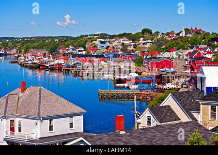 View of the town of Lunenburg, UNESCO World Heritage Site, Lunenburg Harbour, Lighthouse Route, Highway 3, Nova Scotia, Canada. Stock Photo