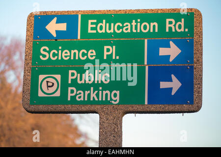 Sign on university campus Stock Photo