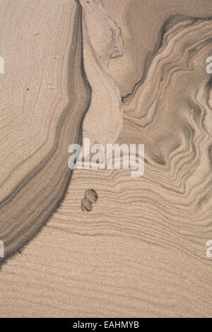 Abstract patterns in the sand. South Padre Island, Texas, USA. Stock Photo
