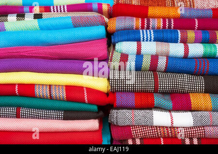 Colourful handmade scarfs close-up Stock Photo