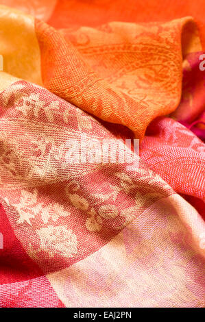 colorful orange and pink cotton textile Stock Photo
