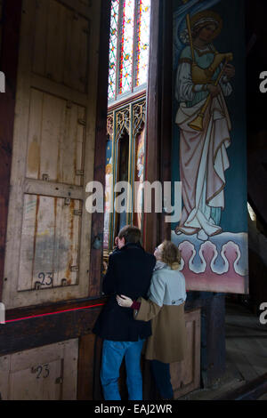 Tourist visitors on tour of tower and octagon Ely Cathedral Stock Photo