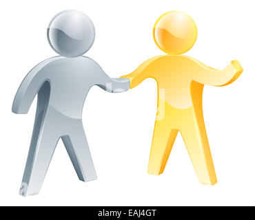 Illustration of a handshake between gold and silver business people Stock Photo