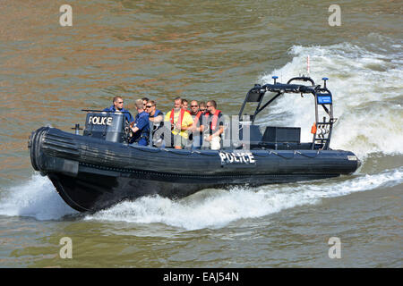 Metropolitan Police inflatable speed boat on River Thames Stock Photo