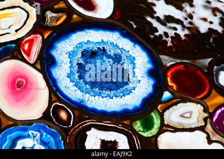Translucent mosaic made with slices of agate stone Stock Photo