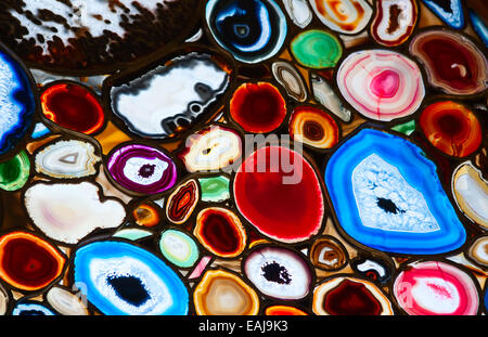 Translucent mosaic made with slices of agate stone Stock Photo