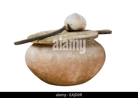 arge earthenware water container ,Jug, isolated on white background, thailand Stock Photo
