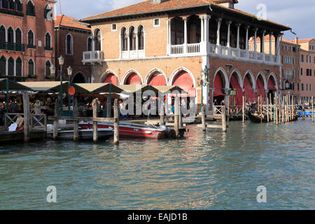 The Rialto Fish market by the Grand Canal, Venice, Italy. Stock Photo