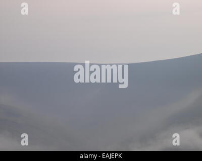 Mist rising in the valley's around Dovestone Reservoir in Saddleworth Stock Photo