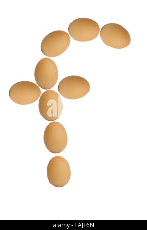 Alphabets  A to Z from brown eggs alphabet isolated on white background, f Stock Photo