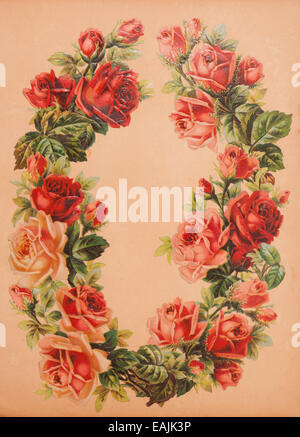 vintage rose pattern sticker background Stock Photo