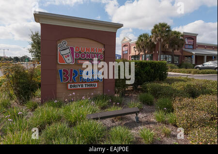 Dunkin Donuts and Baskin Robbins,  Drive Thru located in The Villages Central Florida USA Stock Photo