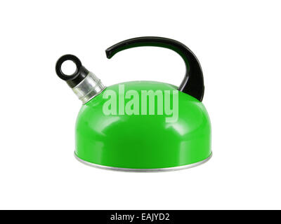 Green kettle isolated on a white background Stock Photo