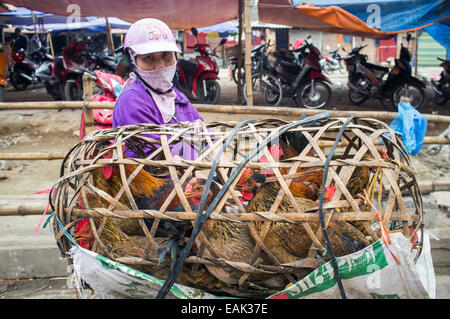 The town market in Lao Cai near Sapa, Vietnam, Asia Stock Photo