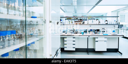 Cabinet, shelves and equipment in laboratory Stock Photo