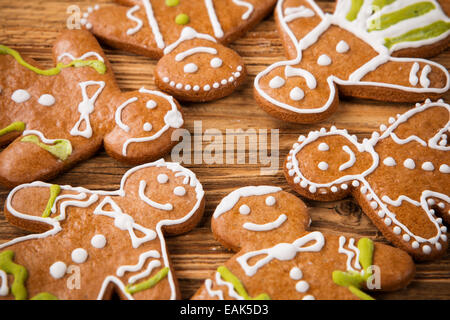 Christmas concept with traditional gingerbread cookies on wood Stock Photo