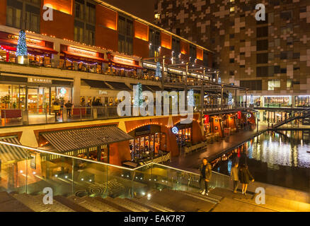 The Mailbox bars and restaurants at night Birmingham West Midlands England UK GB Europe Stock Photo