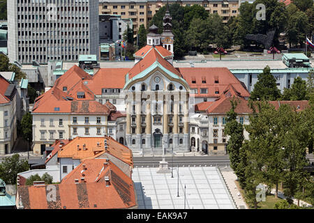 Ursuline Church of the Holy Trinity, Congress Square, Ljubljana, Slovenia Stock Photo