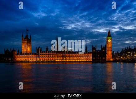 Palace of Westminster with Elizabeth Tower, previously called Clock Tower, Big Ben, Westminster Bridge Stock Photo
