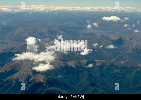 Aerial view, Oxford Forest in the Southern Alps, Canterbury Region, New Zealand Stock Photo