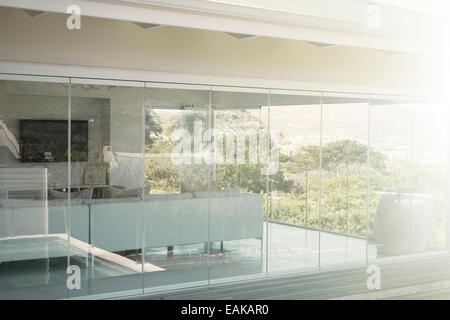 Modern house interior seen from outside Stock Photo