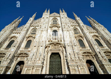 West facade of Milan Cathedral or Duomo di Santa Maria Nascente, Milan, Lombardy, Italy Stock Photo