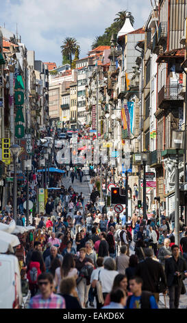 Shopping street of Rua de Santa Catarina, Porto, District of Porto, Portugal Stock Photo