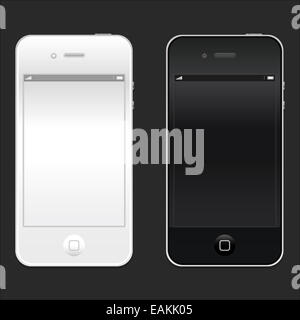 New realistic black and white mobile phone Stock Photo