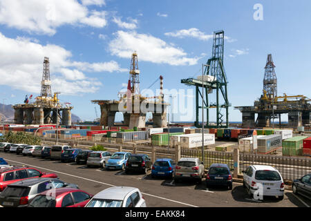 Oil rig platforms at Santa Cruz de Tenerife Stock Photo
