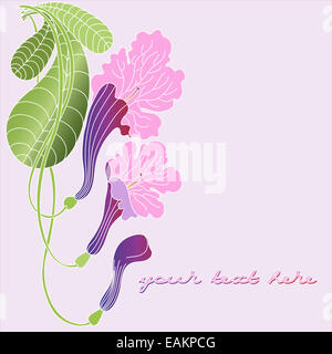 Leaflet with exotic flowers Stock Photo