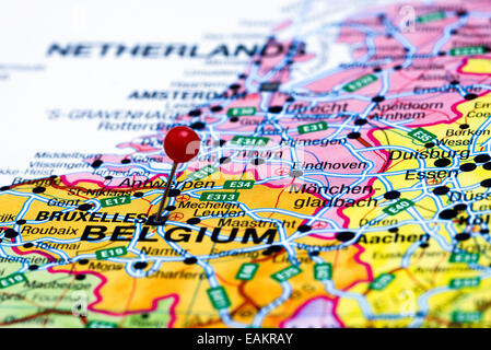 Brussels Pinned On A Map Of Europe Eakray 