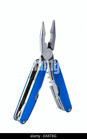 steel folding multitool isolated on white background Stock Photo