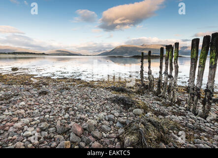 View across Loch Linnhe to Glencoe in Scotland. Stock Photo