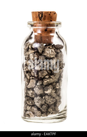 macro shot of pyrite mineral isolated over a pure white background Stock Photo