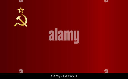 Hammer and Sickle in gold set on a Russian Flag Stock Photo