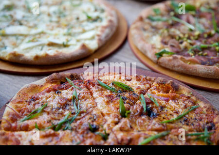 Gourmet pizza in Missoula, Montana. (Photo by Bess Brownlee) Stock Photo