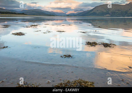 View across Loch Linnhe to Glencoe in Scotland. Stock Photo