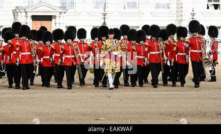 21/10/2014 at Horse Guards Parade, London: The Grenadier Guards band leaves the show ground Stock Photo