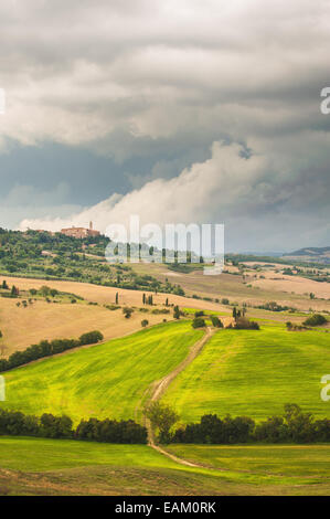 Beautiful Tuscan rural scenery atmosphere in storm day Stock Photo