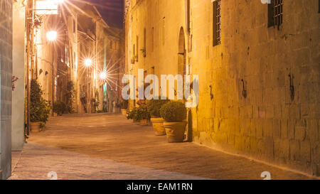 The Italian town late at night in Tuscany Stock Photo