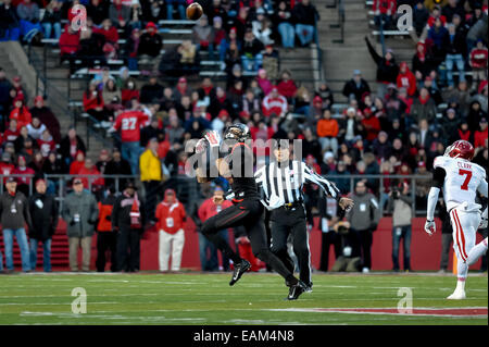 Piscataway, New Jersey, USA. 15th Nov, 2014. Rutgers wide receiver, ANTHONY TURZILLI (19), looks to catch a pass against Indiana in a game at Highpoint Solutions Stadium in Piscataway, New Jersey. © Joel Plummer/ZUMA Wire/Alamy Live News Stock Photo