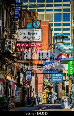 World famous &  Historic Printer's Alley Adult entertainment establishments are still a hot spot  in Nashville, TN Stock Photo