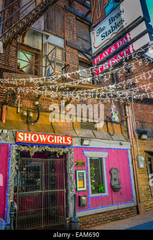 World famous &  Historic Printer's Alley Adult entertainment establishments are still a hot spot  in Nashville, TN Stock Photo