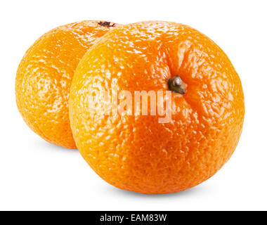 Two ripe tangerines isolated on white background Stock Photo