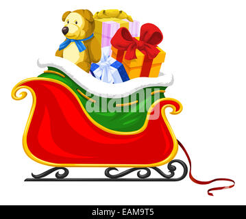 Santa's Sleigh Full of Christmas Presents, vector illustration Stock Photo