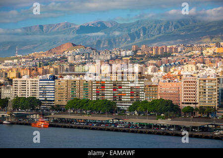 Early morning sunlight over Santa Cruz de Tenerife, Canary Islands, Spain Stock Photo