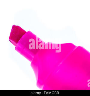 the tip of a pink highlighter isolated over a white background Stock Photo