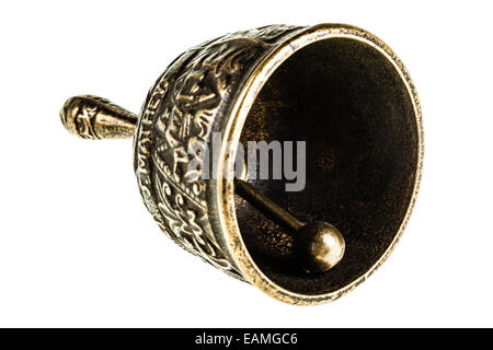 Medieval bronze catholic bell with the names S.Marcvs, S. Lvcas, Johannes, S. Mathevs engraved on it Stock Photo